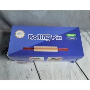 Lot of 12 Kids Wooden Mini Rolling Pins with Red Handles - New